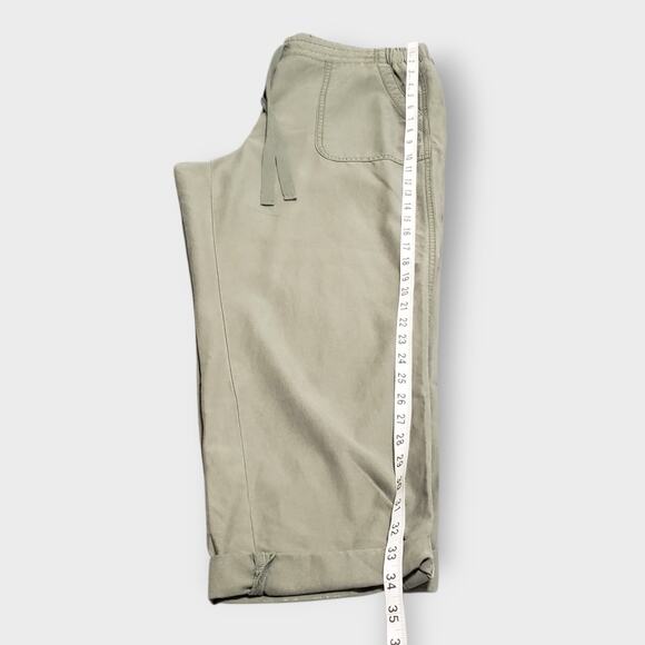 Talbots Womens Crop Utility Pants Olive Green Roll Tab Drawstring Sz 10 Casual - Picture 11 of 11